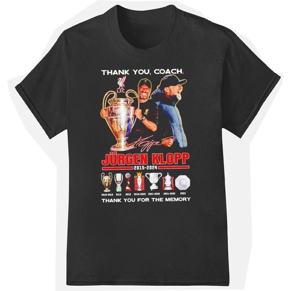 Jurgen Klopp Thank You for the Memory LFC Liverpool 2015-2024 T-shirt Black XL